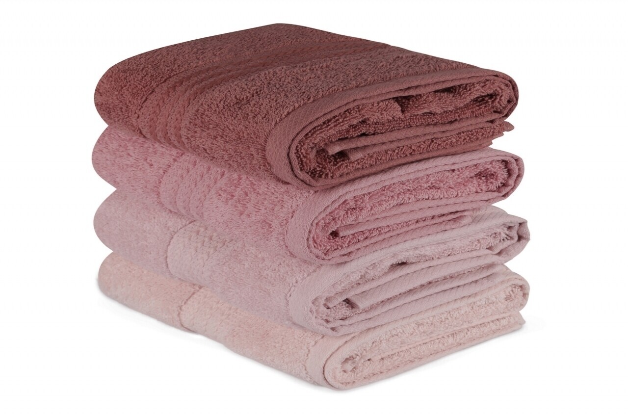 Set 4 prosoape de baie, Hobby, 50x90 cm, 100% bumbac, roz - imagine 5
